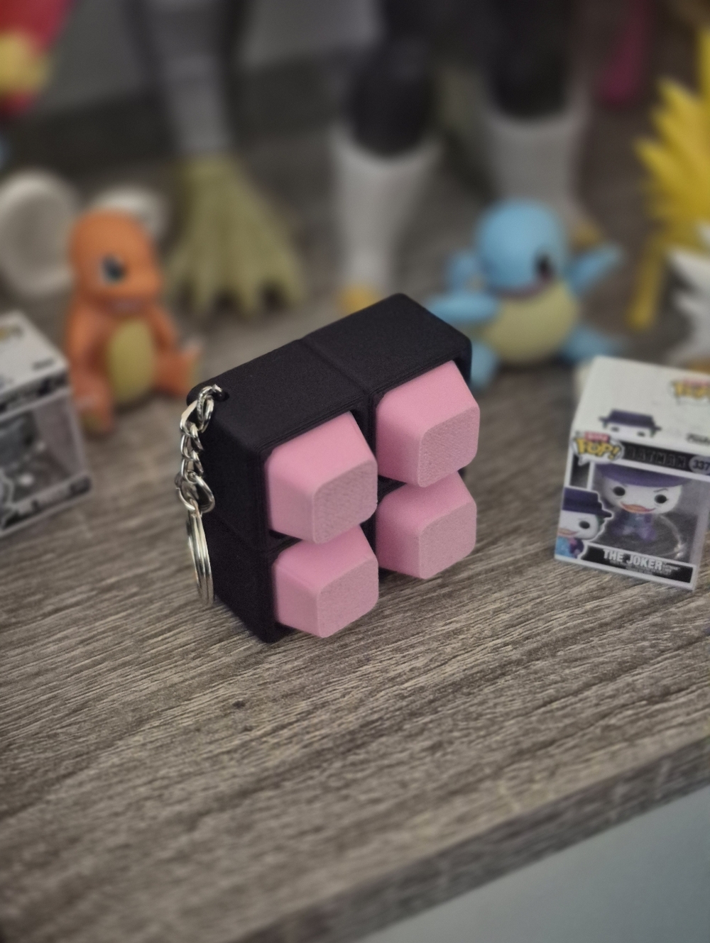 Keyboard Keypad Fidget Clicker Stress Toy Pink and Black Keychain